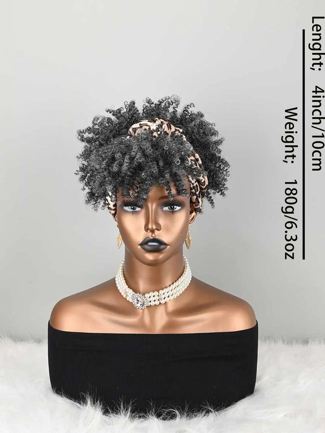 Headband Wig Curly Headband Wig With Bangs For Women Synthetic Afro Curly Hair Wig With Headband Attached Wigs