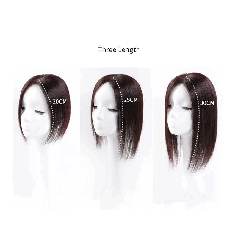 Remy Human Hair Women Topper – 12" Straight Hairpiece with Lace Front & Natural Parting Clip In Wig For Woman