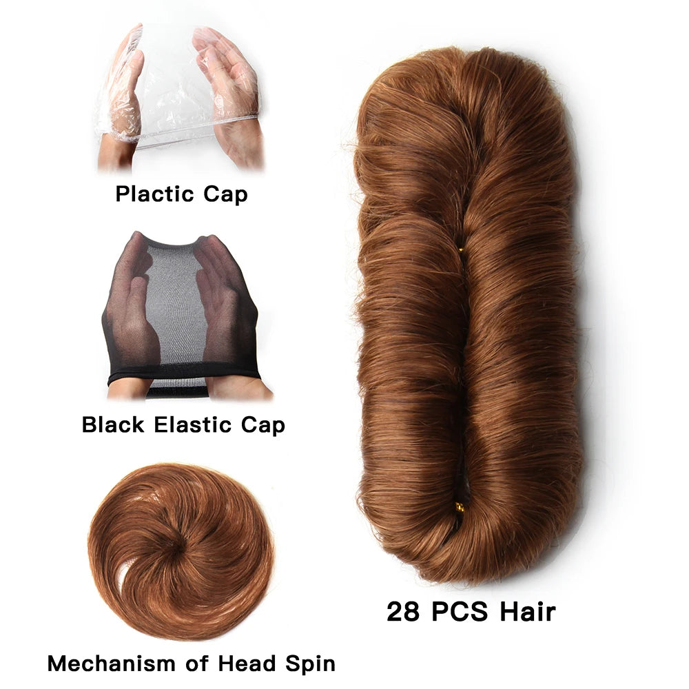 28pcs/Lot Human Hair Extensions Indian Raw Human Hair Bundles with Closures 1B 99J 30 4 Colored Bundles for Women