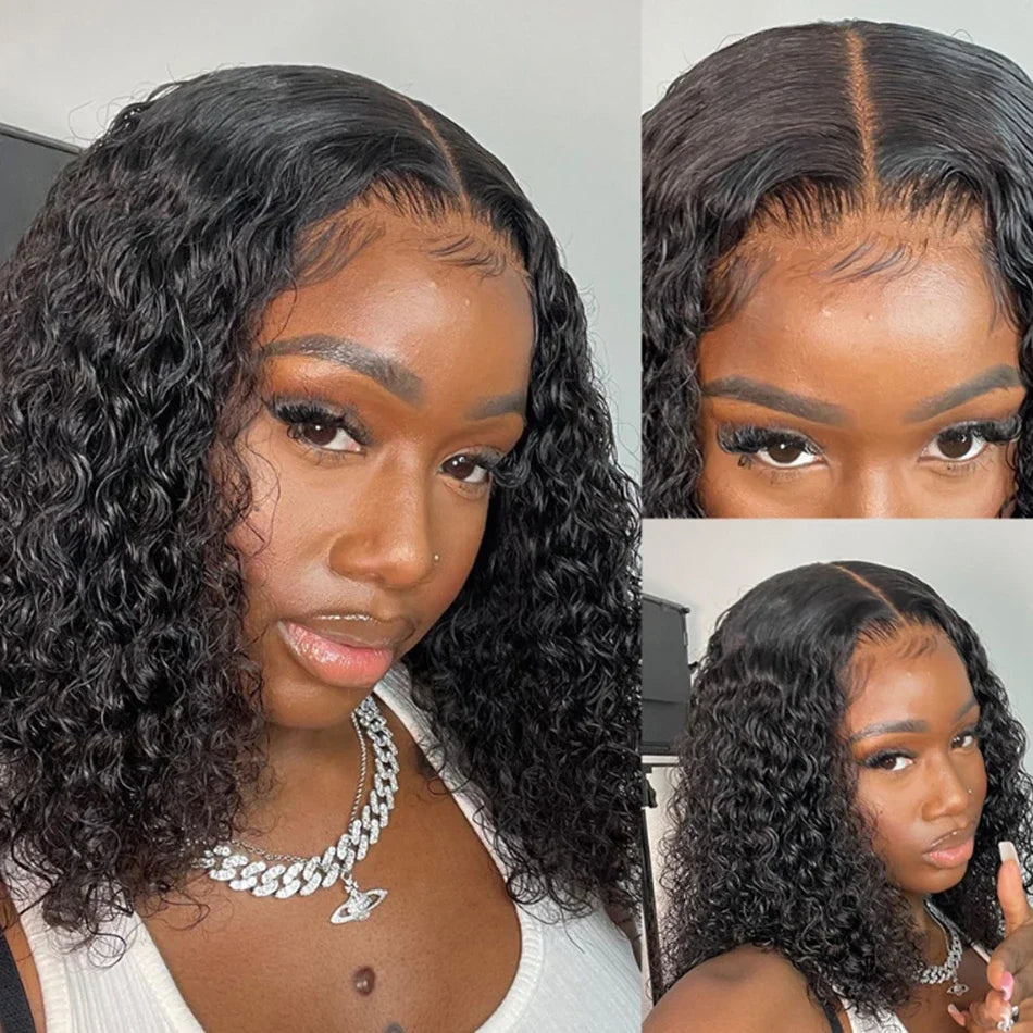 Peruvian Hair Kinky Curly 13X4 Lace Front Short Bob Wig 100% Human Hair Wig For Women 4x4 Lace Closure bob Virgin hair Curl Wig