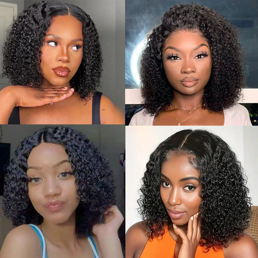 13x4 Lace Front Wig Human Hair Afro Kinky Curly Short Bob Wigs Brazilian Hair Lace Frontal Human Hair Wigs 180% Density 12inch