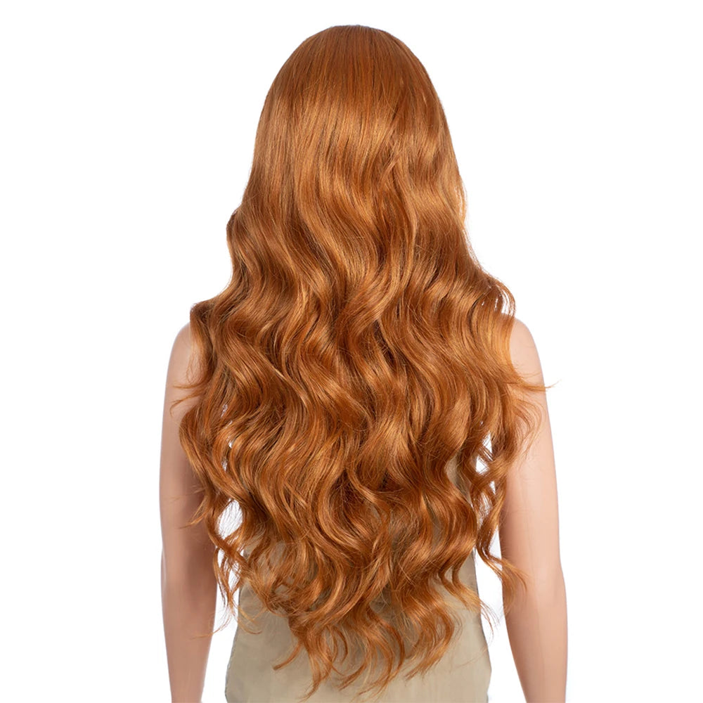 Synthetic Lace Frontal Wig For Women Cosplay Highlight Wig Body Wave Lace Wig Orange Ombre Blonde Brown Wigs Heat Resistant Wig