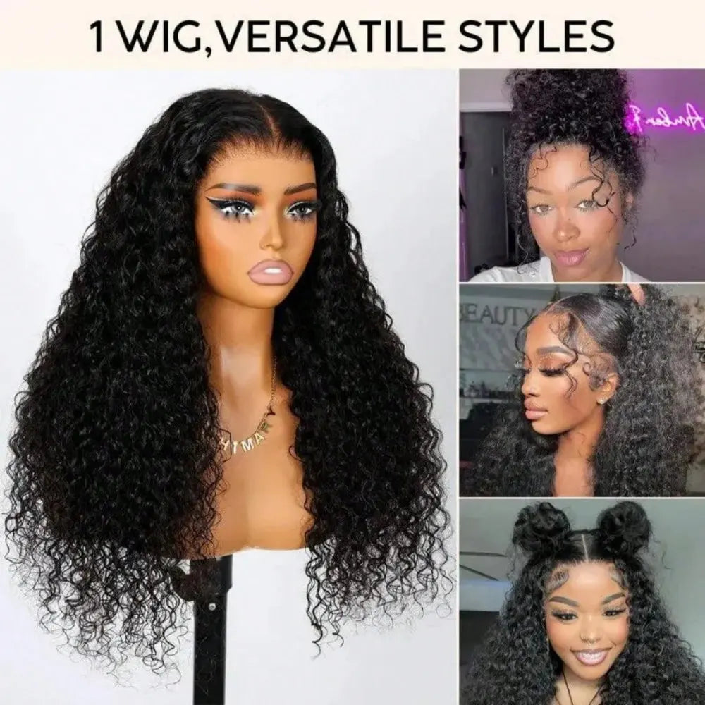 40 Inch Jerry Curly HD Lace Frontal Wig 250% Density Glueless Pre Plucked Natural Color Curly Human Hair Wig