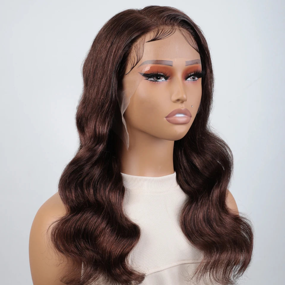 Natural Borwn Body Wave Lace Frontal Wig Remy Pre-Plucked HD Lace Part Wig Natural 13X5 Lace Human Hair Wigs On Clearance Sales