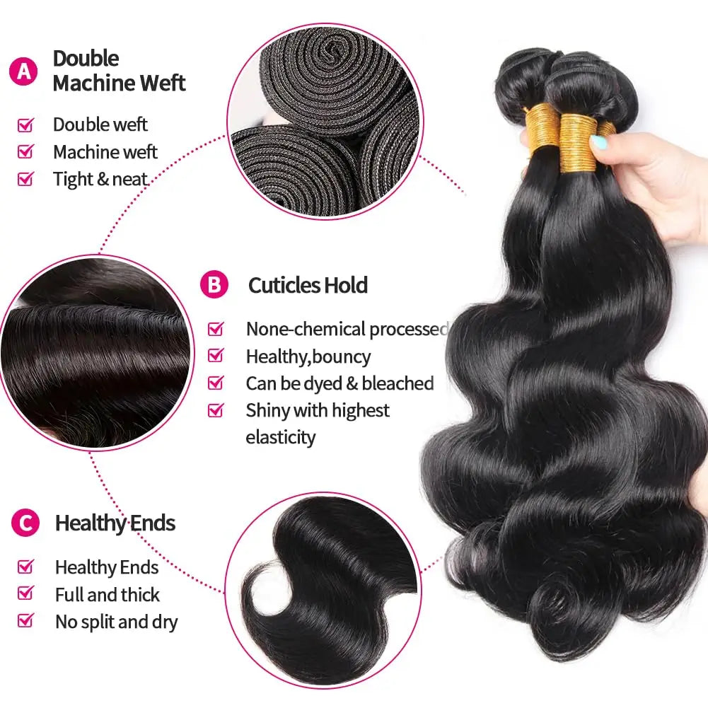 Human Hair Bundles 22 24 26 Inch Body Wave Bundles Human Hair 100% Unprocessed Brazilian Virgin Hair Quick Weave Extensions