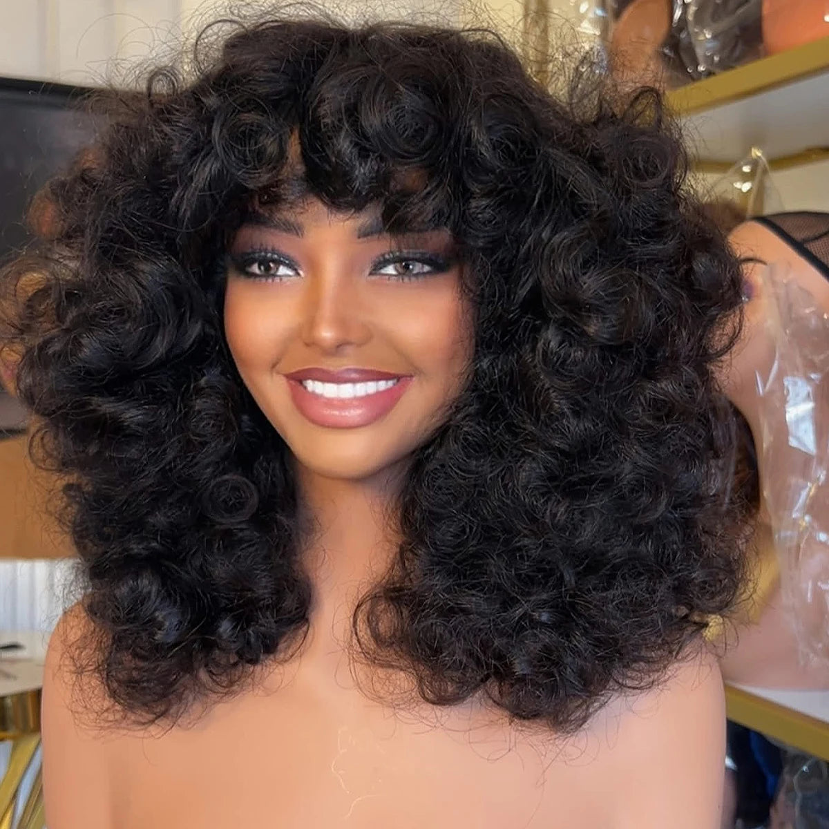 300 Density Glueless Bouncy Curly Remy Wig 100% Human Hair Wear And Go 13x4 HD Lace Front Wig Brazilian Super Double Drawn Curly