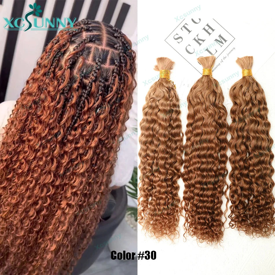 Boho Braids Human Hair Extensions Bundles Bulk Human Hair For Braiding Curly Loose Deep Color 4 27 30 Double Drawn Wholesale