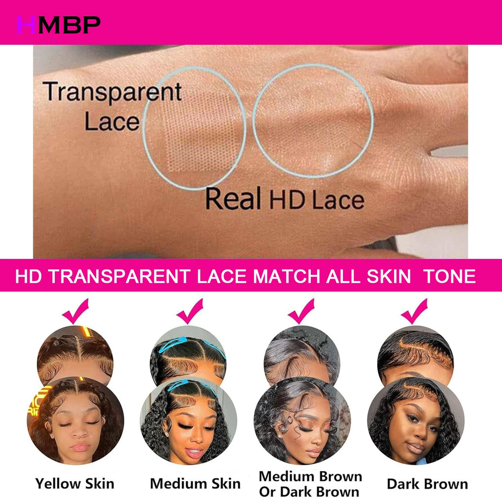 13×4 HD Transparent Lace Frontal Wig Curly Wigs Glueless Lace Frontal Wig Human Hair Ready To Go Preplucked Hair For Women HMBP
