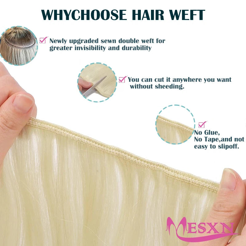 High Quality Human Hair Wefts Extensions Hair Weaves Bundles 100% Really Human Hair Straight Black Brown Blonde thick for salon