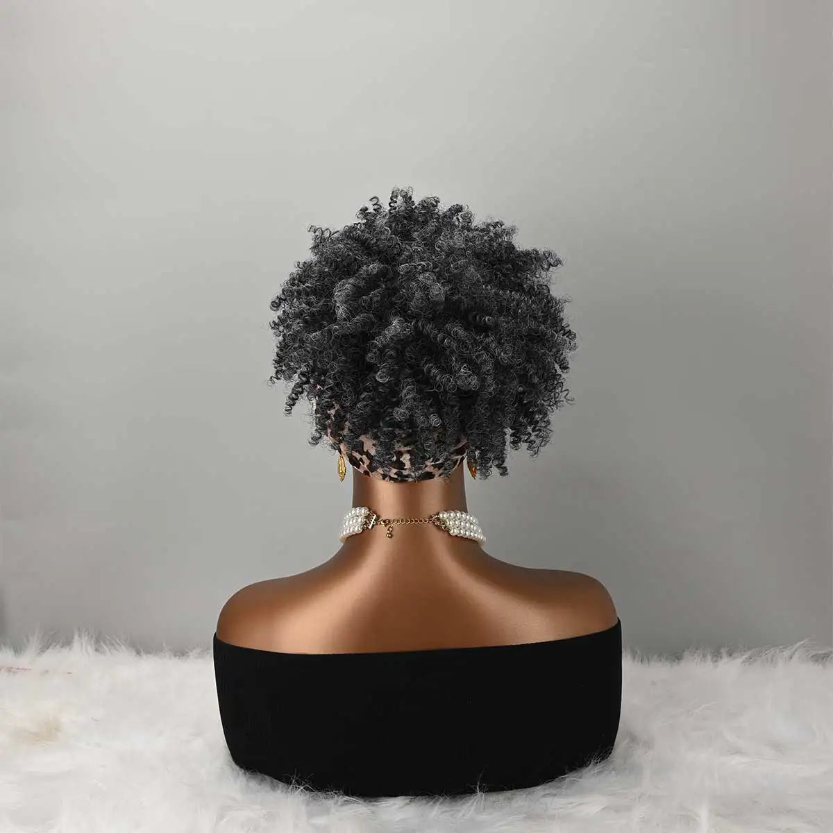 Headband Wig Curly Headband Wig With Bangs For Women Synthetic Afro Curly Hair Wig With Headband Attached Wigs