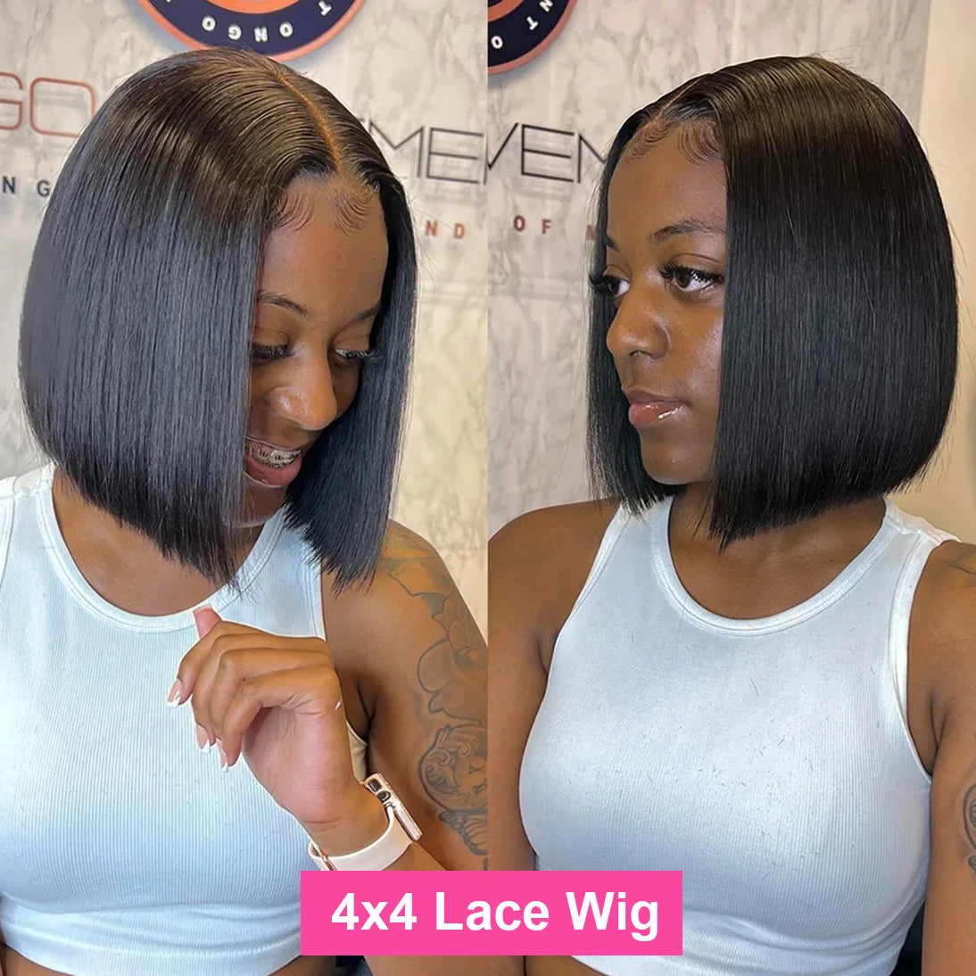 180% 13x4 Lace Frontal Wigs Silky Straight Human Hair Transparent Lace Bob Wigs 4x4 5x5 Lace Closure Wig Human Hair For Women