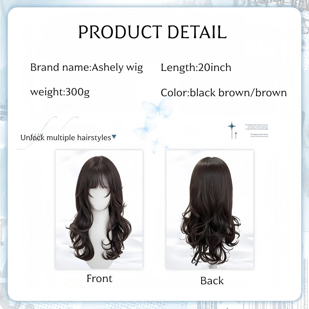 Cosplay Wig with Bangs Curly Hair Wig for Women Japanese-style Hairstyle Cute Lolita Wigs High Temperature Fibers Headband Wigs