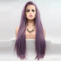 Mixed Purple Synthetic Lace Front Wig For Women Long Straight Purple Wig Side Part Lavender Purple Lace Front Wig Heat Resistant
