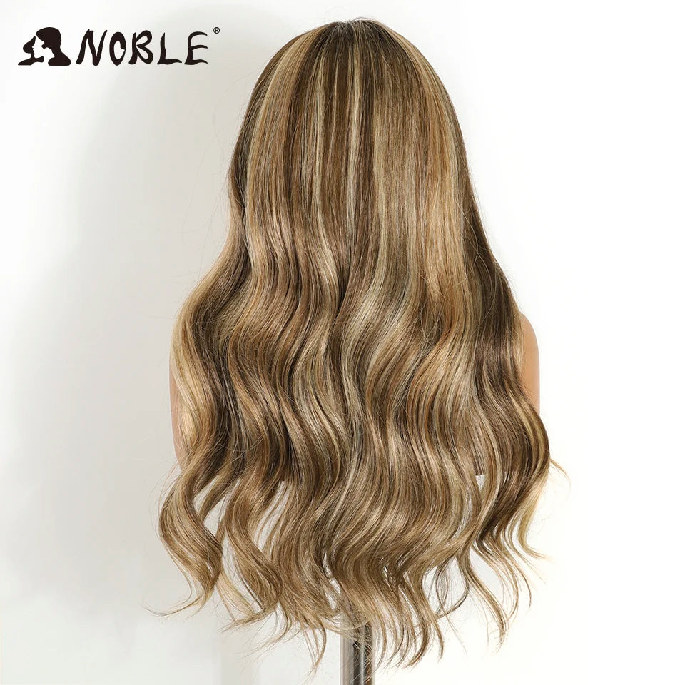 Noble Synthetic Lace Front Wig Cosplay 13X6 Lace Front Wig 26 Inch Body Wavy Lace Wig For Women Lace Front Wig Ombre Blonde Wig