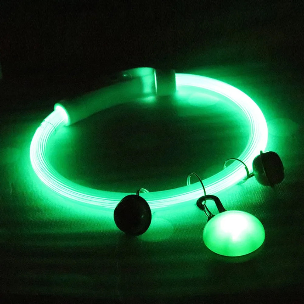 Adjustable Size LED Dog Collar Multi-Color Light Detachable Pendant Luminous Dog Collar Bright LED PVC Material Pet Light Collar