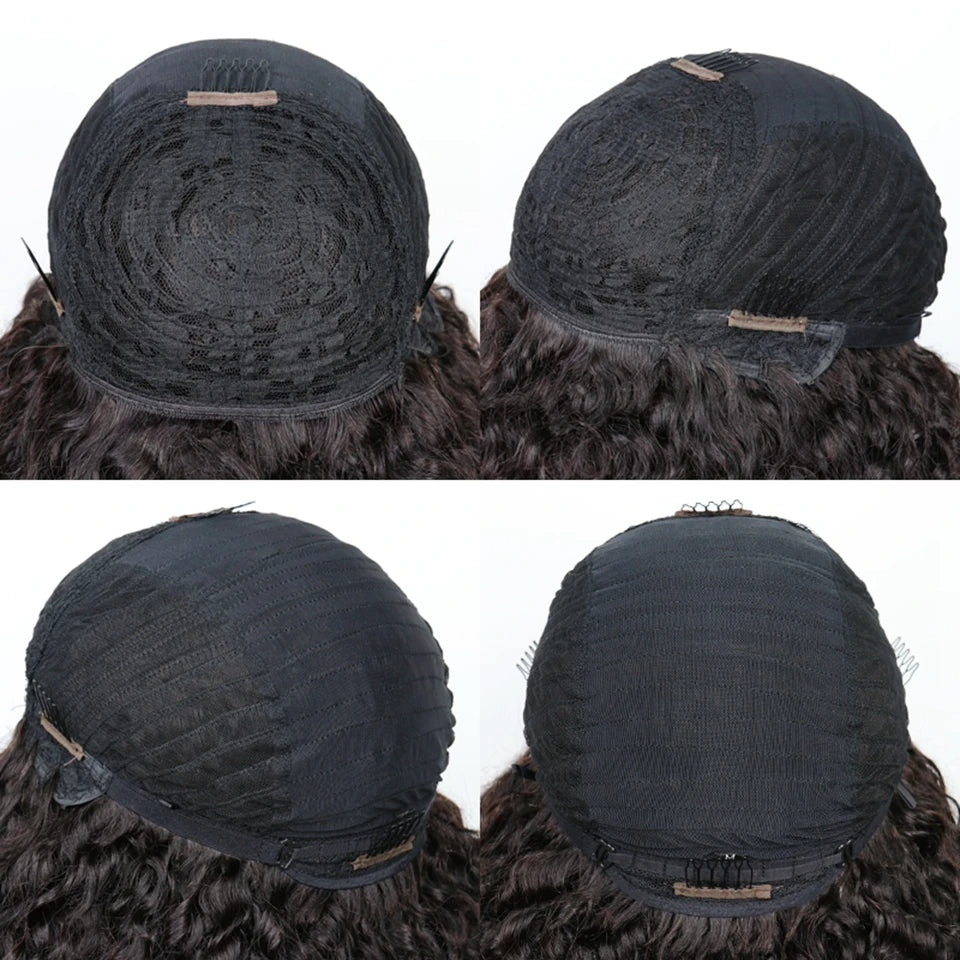 Mongolian Afro Kinky Curly Human Hair Wig With Bangs Machine Made 250% Afro Kinky Curly Wigs For Women Brazilian Glueless Wigs