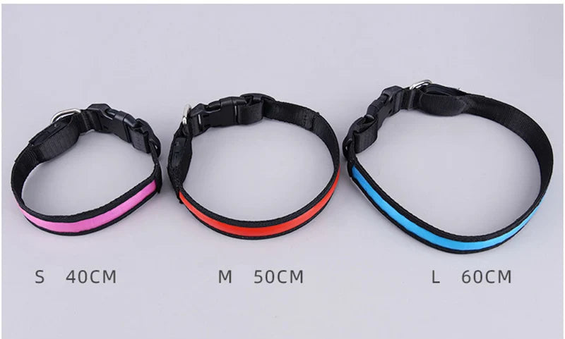 LED Luminous Dog Collar Adjustable Flashing USB Charging Glowing Collar Night Light Harness For Big Medium Small Dogs Pet Items
