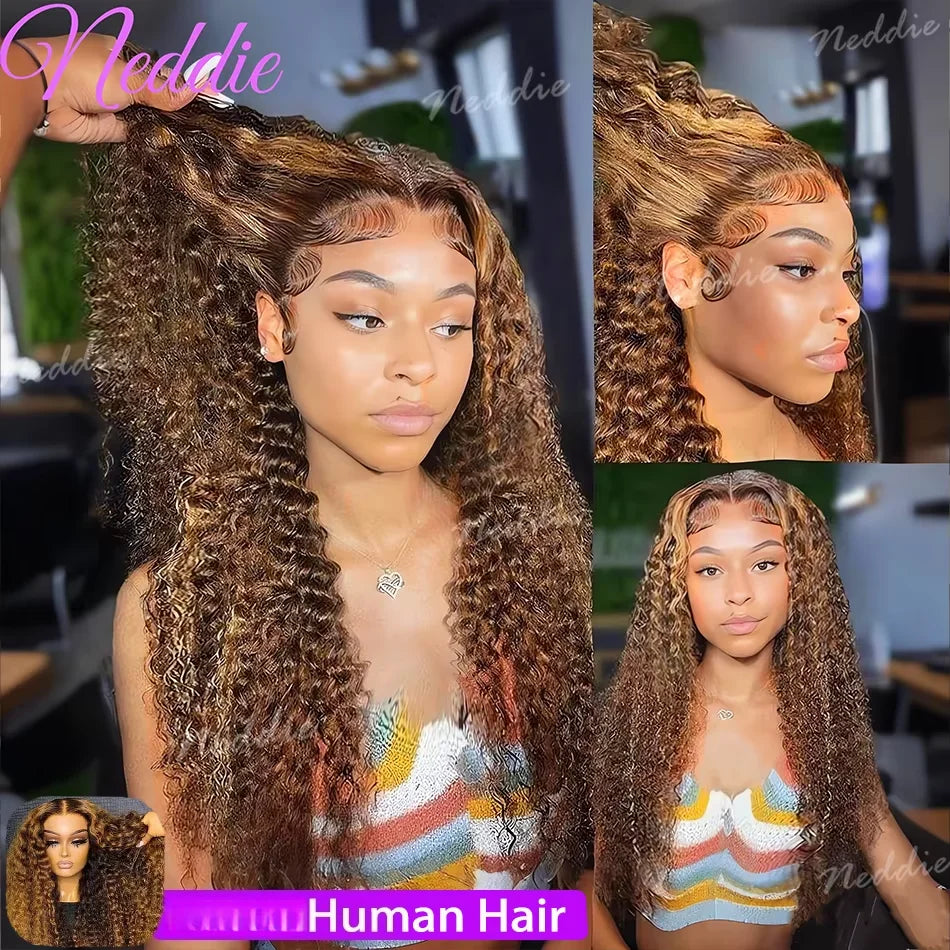 Highlight Wig Human Hair Colored Curly Wigs 13X4 13X6 Hd Lace Frontal Wig Brazilian 4/27 Deep Wave Lace Front Wigs For Women