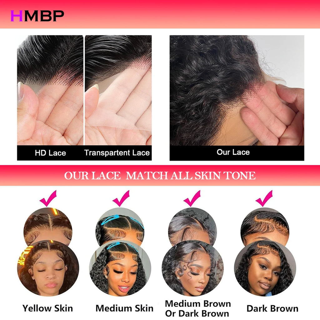Glueless Lace Frontal Wig Human Hair Ready To Wear 400 Density Bouncy Curly 360/13x6 HD Lace Front Wig Preplucked Hair For Women