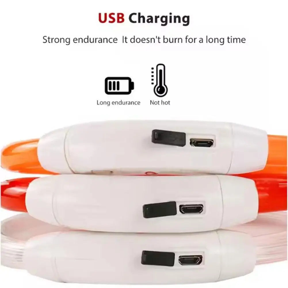 Pet Dog LED Light Collar Luminous Anti-Lost Dog Collar USB Rechargeable Dog Necklace Adjustable Collar Pet Safety Supplies