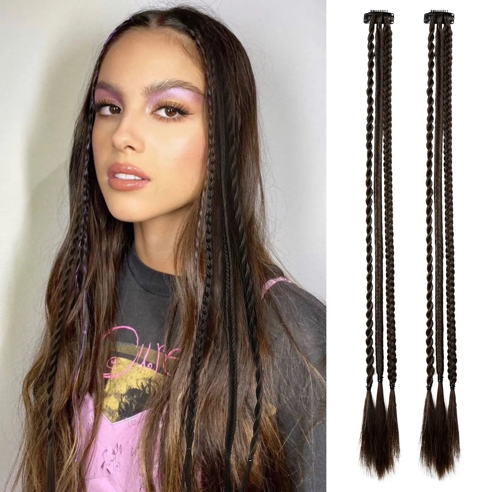 Braid Hair Extension 22inch Long Hair Extensions Clip in Braids Hair Extensions for Women Soft Synthetic Hairpieces Boxing Braid