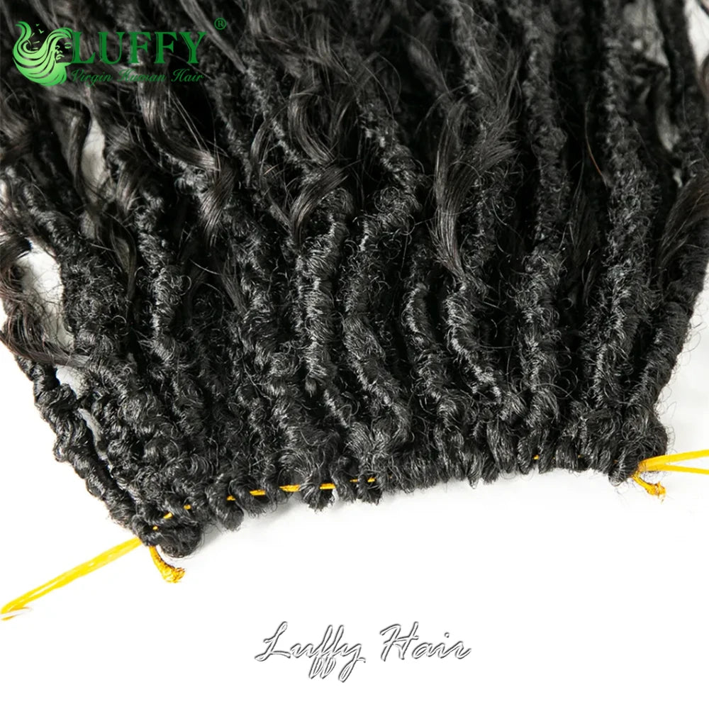 Human Hair Boho Locs Crochet Hair Pre Looped Crochet Boho Dreadlocks Human Hair Curly Ends Braiding Hair Extensions