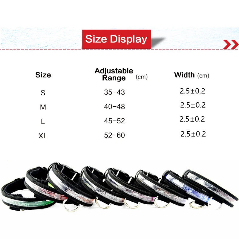Dog Collars Personalized With Name/Phone Prevent Loss LED Night Safety Necklace Pet Collar Dog Small Puppy Cat Collar Para Perro