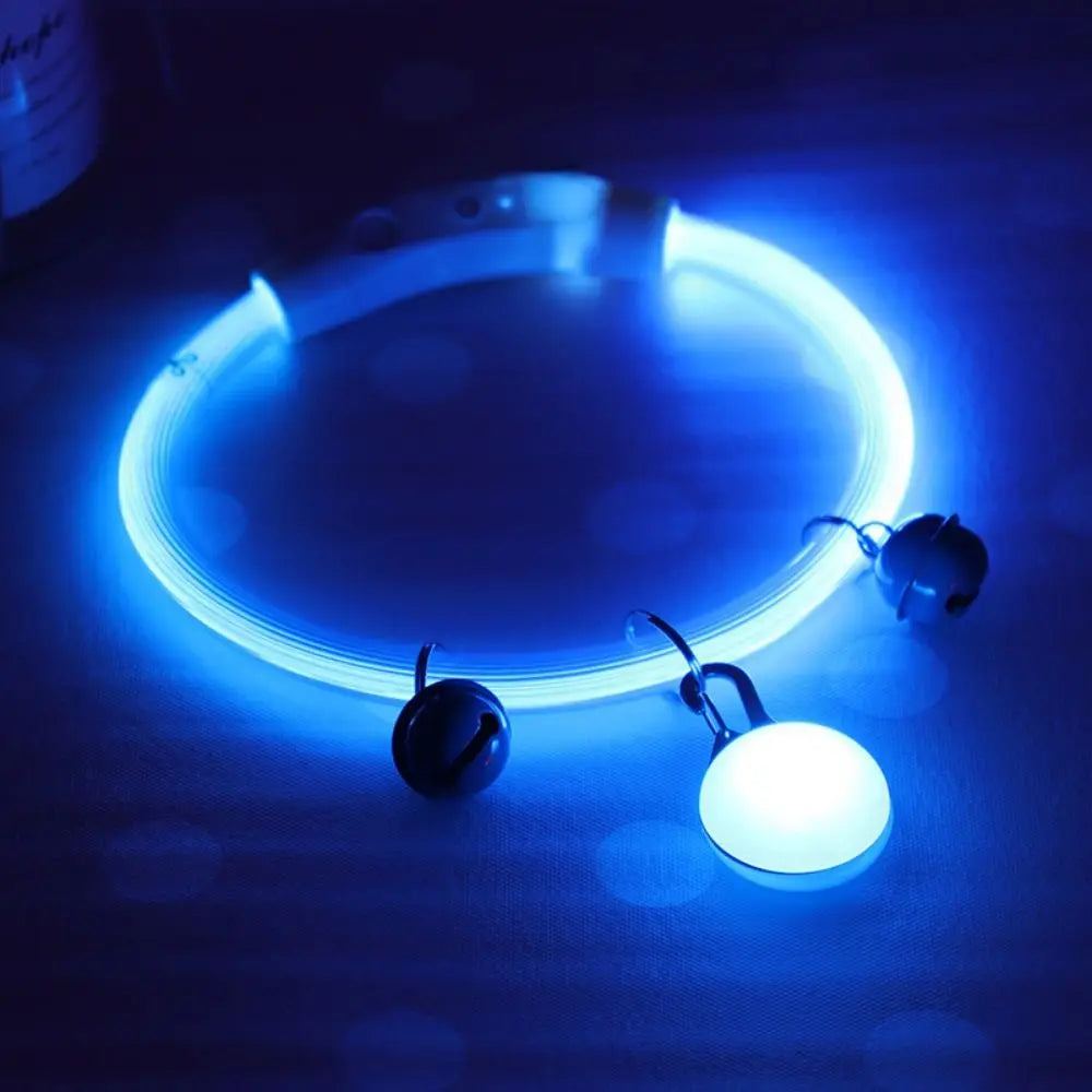 Adjustable Size LED Dog Collar Multi-Color Light Detachable Pendant Luminous Dog Collar Bright LED PVC Material Pet Light Collar