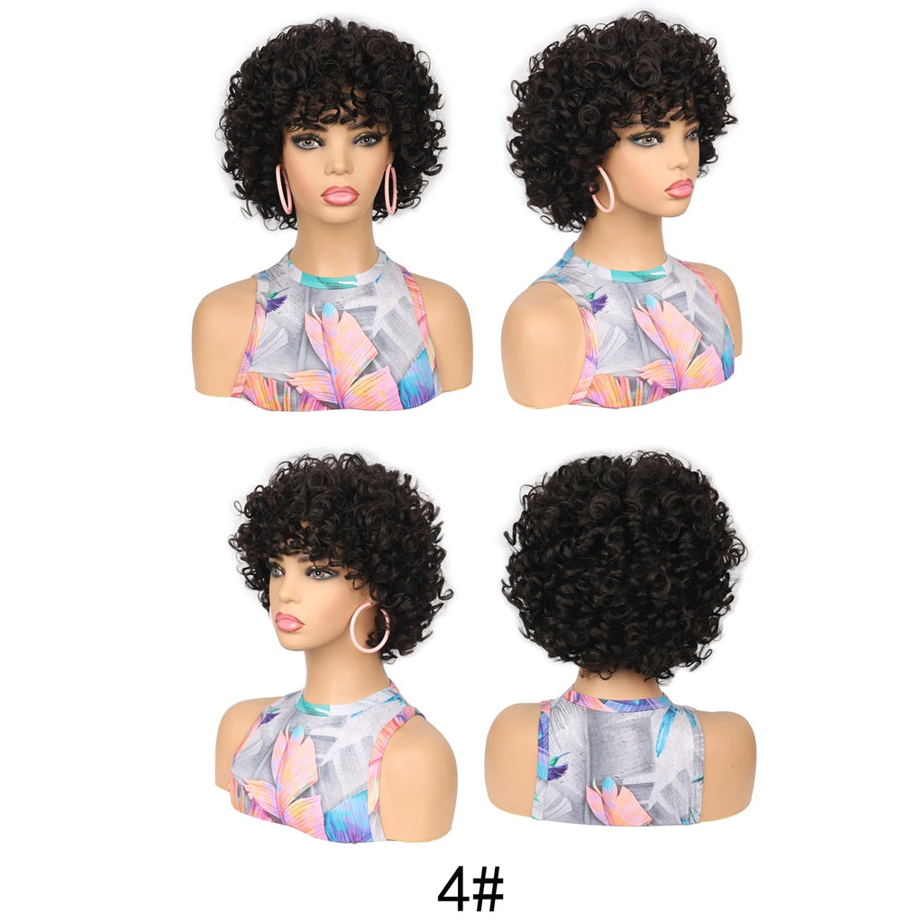Synthetic Wigs Afro Curly Bob Chic Short Curly Hair Brown Wig for Fashion Conscious Women's Daily Wear