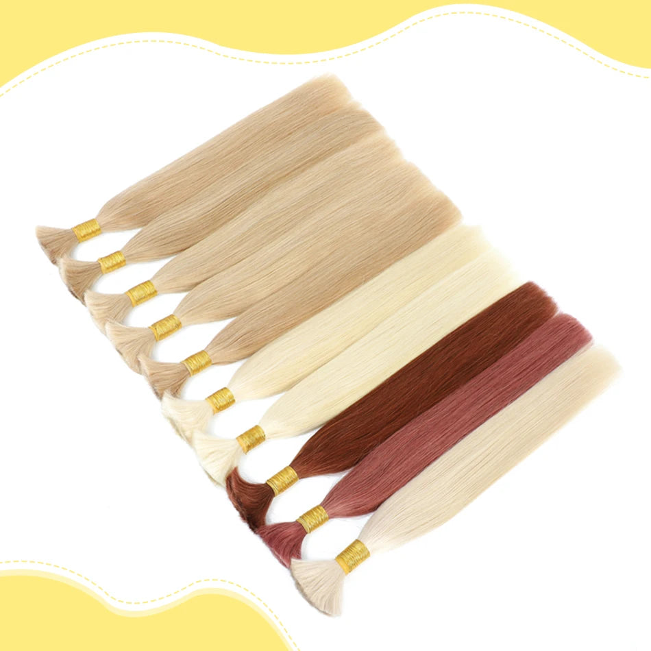 No Weft Vietnamese Hair Human Hair Bulk 613 100% Virgin Remy Straight Hair Bulk 99j Real Natural Hair Extension Grey Blond Hair