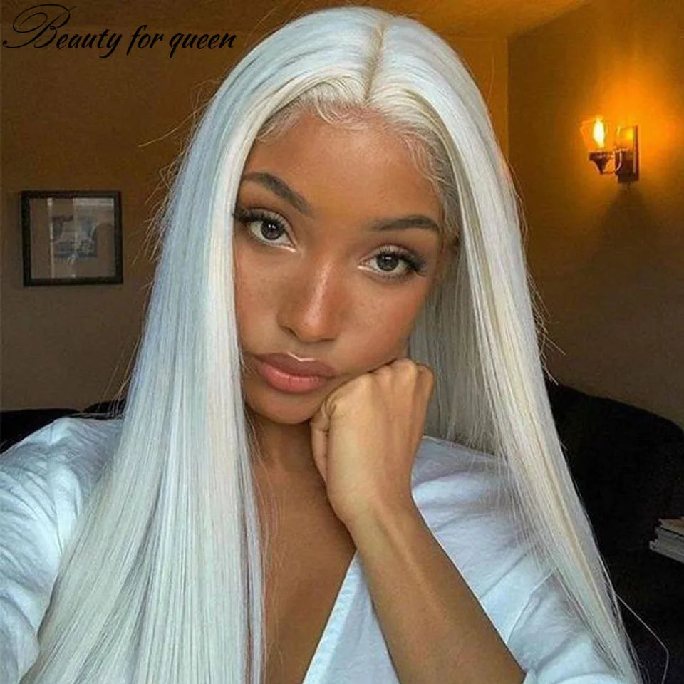High Quality ﻿White 100% Human Hair 13x4 Lace Front Wig Bone Straight For Black Women Hot Sale Product Fashion Women Beauty