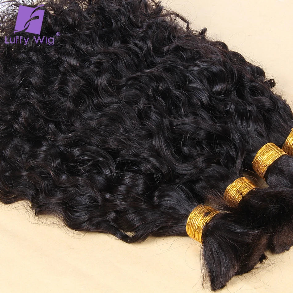 Human Hair Bulk for Braiding Water Wave Double Drawn Full End Brazilian Curly Bulk Hair Bundles No Weft for Boho Knotless Braids