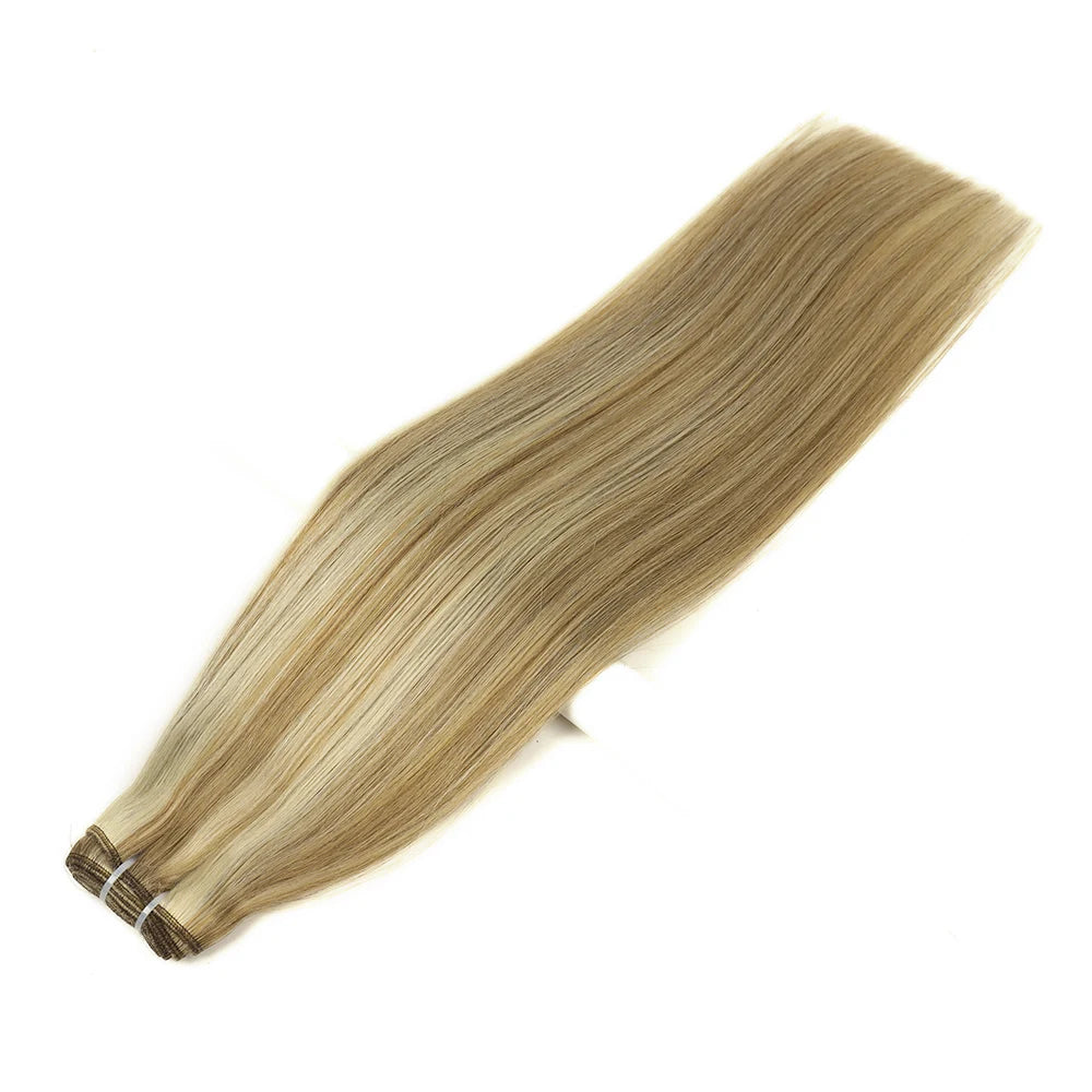 Straight Real Human Hair Weaves 100% Remy Human Natural Hair Bundles Sew In Weft Hair Extensions Ombre Blonde For Salon