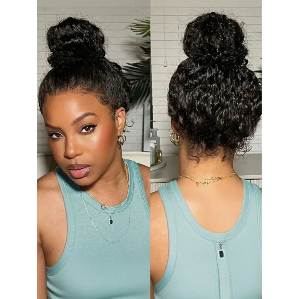 40 Inch Jerry Curly HD Lace Frontal Wig 250% Density Glueless Pre Plucked Natural Color Curly Human Hair Wig