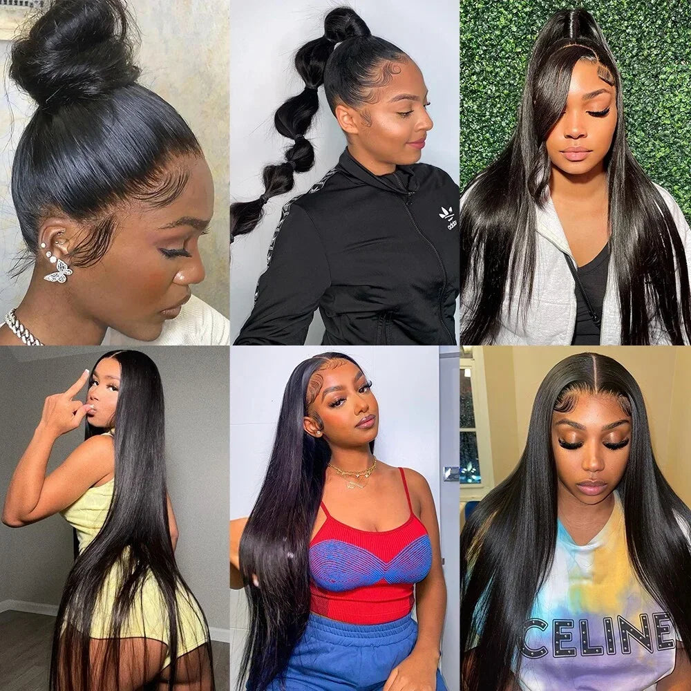 Peruvian Hair Bone Straight Human Hair Bundles With 4x4 HD Transparent Lace Closure 100% Virgin Human Hair Bundles Extension