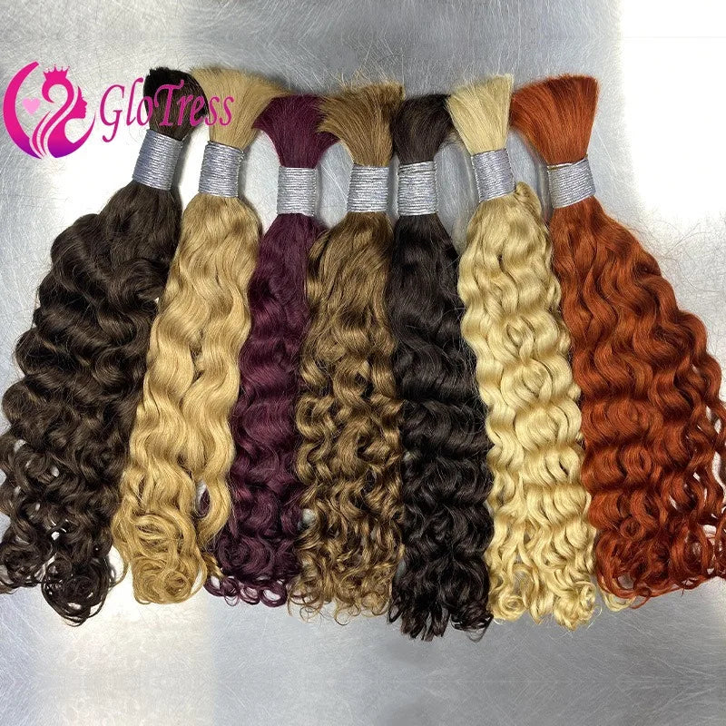 Human Braiding Hair 100g/Pack Deep Curly Bulk Brazilian Virgin Human Hair Extensions for Boho Braids Natural Black Wet and Wavy