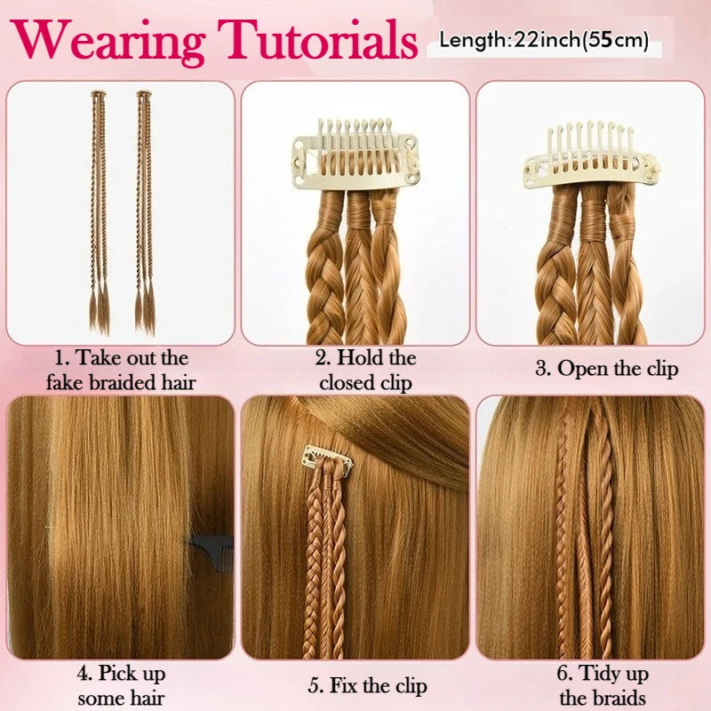Braid Hair Extension 22inch Long Hair Extensions Clip in Braids Hair Extensions for Women Soft Synthetic Hairpieces Boxing Braid
