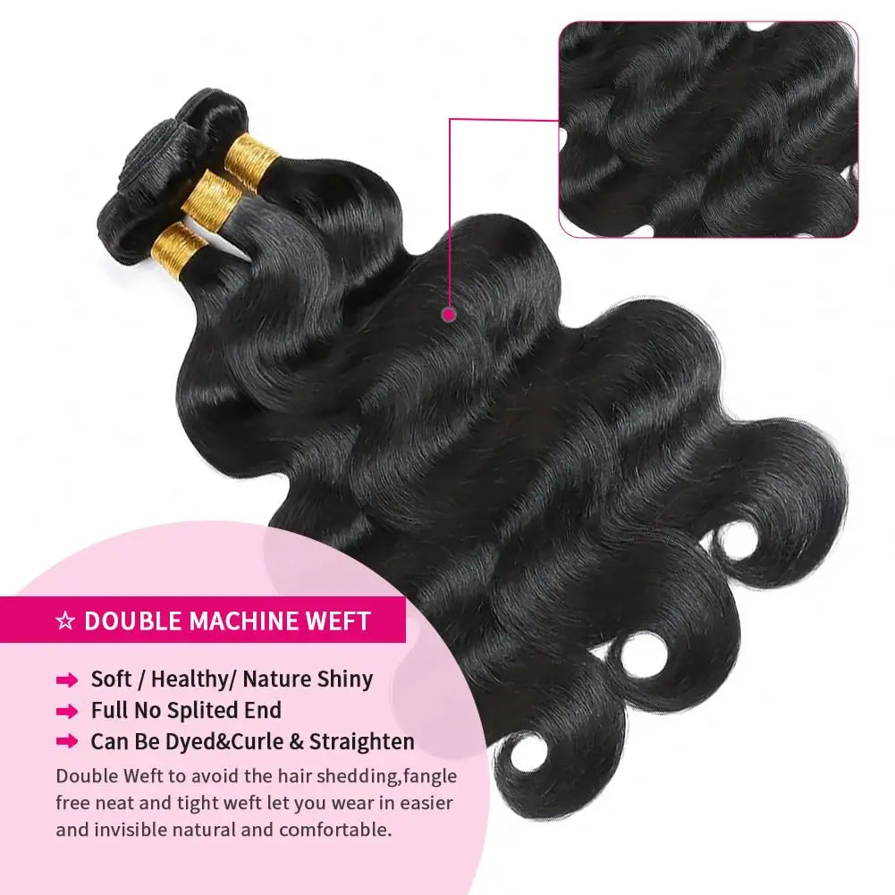 Human Hair Bundles 22 24 26 Inch Body Wave Bundles Human Hair 100% Unprocessed Brazilian Virgin Hair Quick Weave Extensions