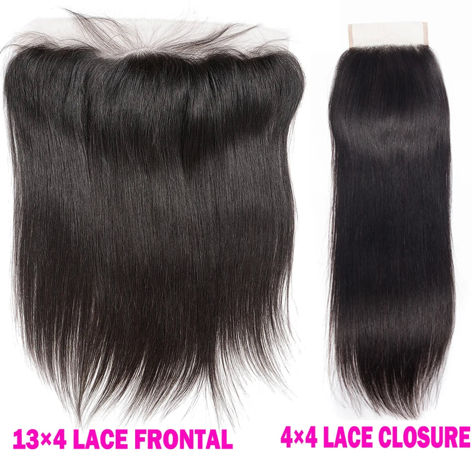 Kinky Curly 13x4 Lace Frontal Only Brazilian Bone Straight 4x4 Lace Closures Pre plucked Natural Water Wave Remy Hair 8-22 Inch
