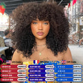 Afro Kinky Curly Human Hair Wigs With Bangs For Black Women 250% Density Brazilian 100% Human Hair Remy Full Machine Made Hair
