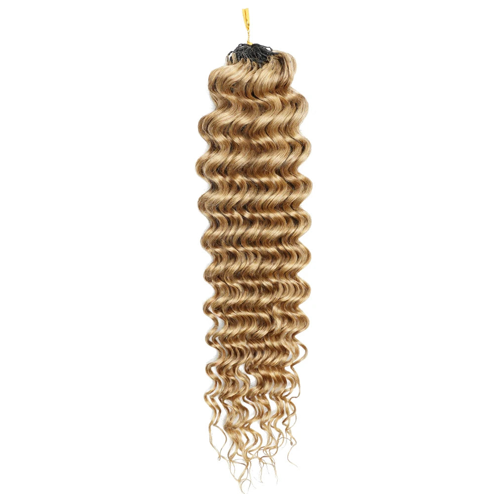 #613 Miracle Knots Crochet 100% Human Hair Deep Wave Bulk Braiding Hair for Bora Boho Braids Blonde Color Highlight Wavy Bundles
