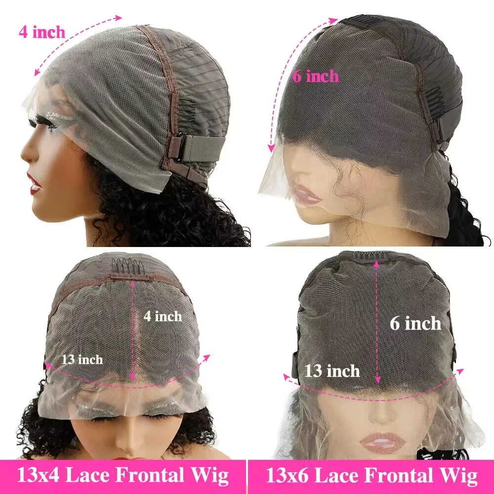 200% Density Deep Wave Frontal Wig 13x4 13x6 HD Curly Lace Front Human Hair Wigs For Women Water Wave Lace Front Wig Remy Hair