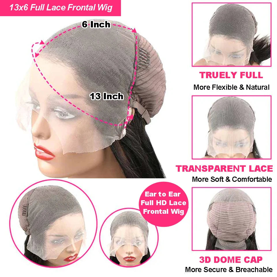 HD Lace Wig 13x6 Human Hair Straight 13x4 Lace Front Human Hair Wigs 5x5 Glueless Wig Pre Plucked 13x6 Full HD Lace Frontal Wigs