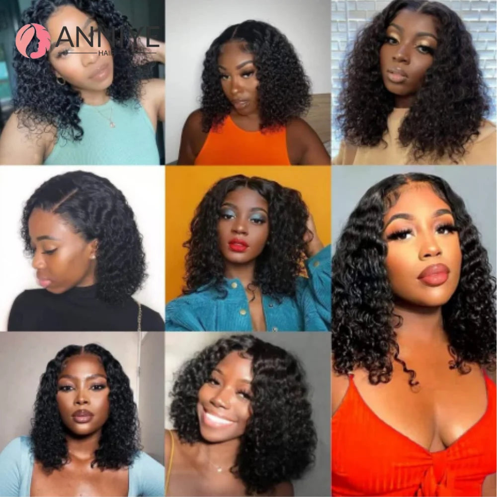 Super High Density Wig KInky Curly 5x5 Lace Closure Wig For Black Women Brazilian Wigs 100% Human Hair Bob Wigs ANNIYE Hair