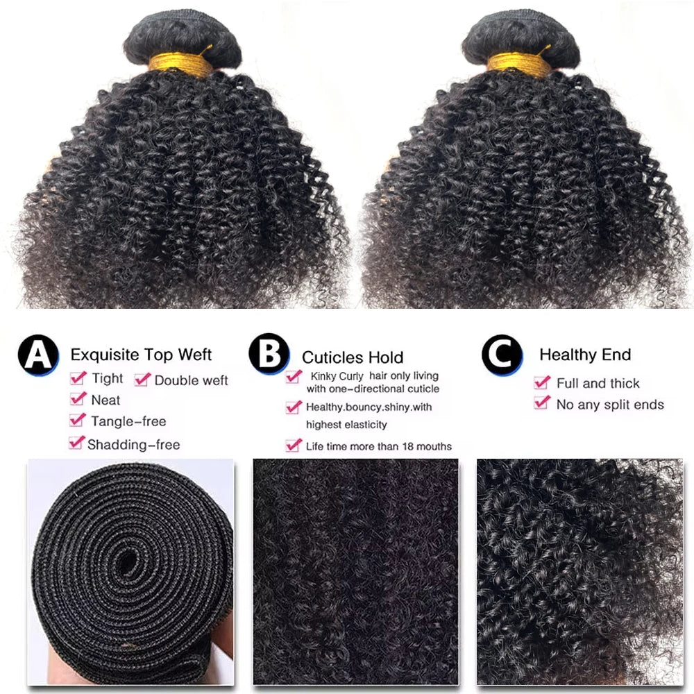 Brazilian Human Hair Bundles Afro Kinky Curly Bundles Isee Hair Weaveing Remy Hair Extension For Women 1 2 3 Pcs Natural Color
