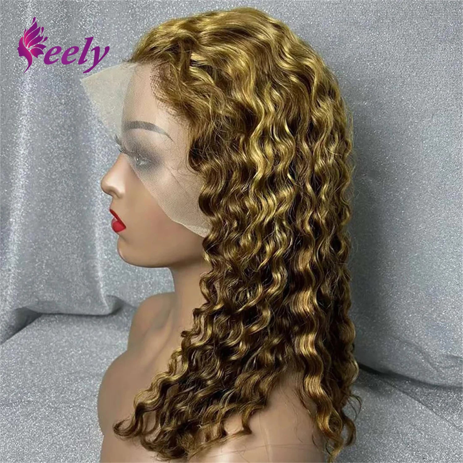 13x4 Lace Frontal Short Curly Bob Wig Human Hair Lace Wig 220% Density Brazilian Virgin Human Hair Deep Wave Short Bob Wigs