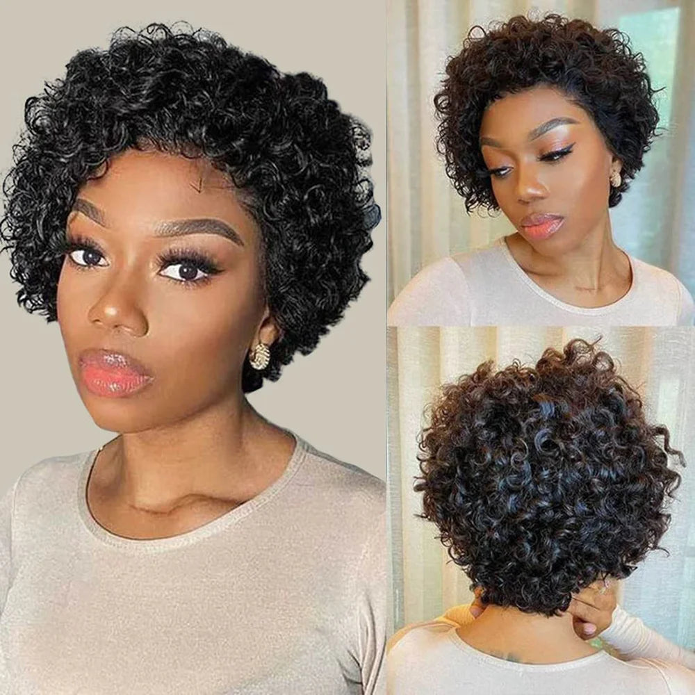 Rose Curly 13x1 Lace Front Human Hair Wig Short Pixie Cut Bob For Black Women Babyhair Preplucked Cheap Brazilian Remy Wig