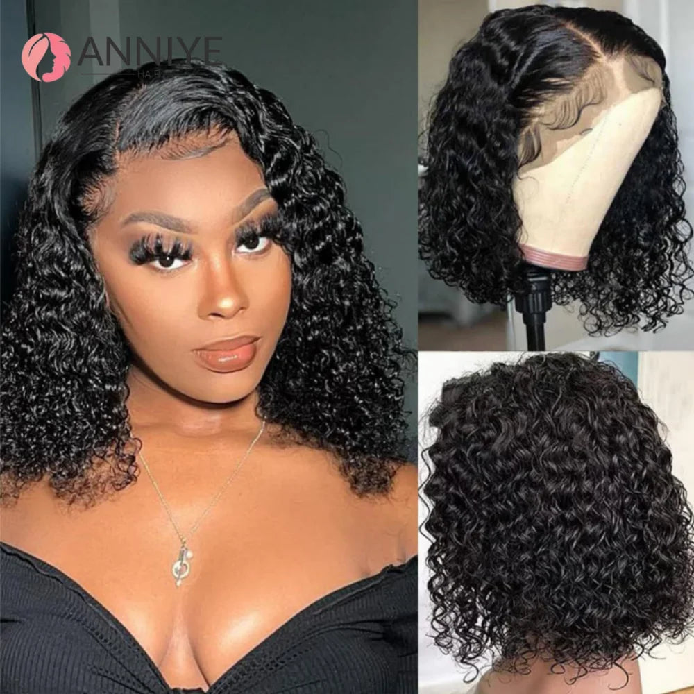 Super High Density Wig KInky Curly 5x5 Lace Closure Wig For Black Women Brazilian Wigs 100% Human Hair Bob Wigs ANNIYE Hair