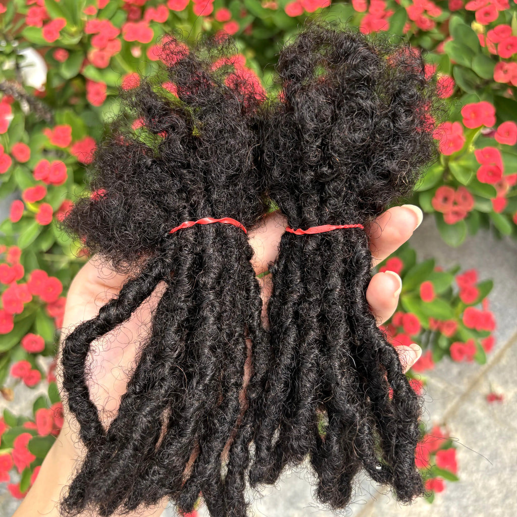 4-8 Inch 100% Human Hair Inter Loc Extensions 0.6cm Width Full Handmade Dreadlock Extensions for Men Women Kids Can Be Dye