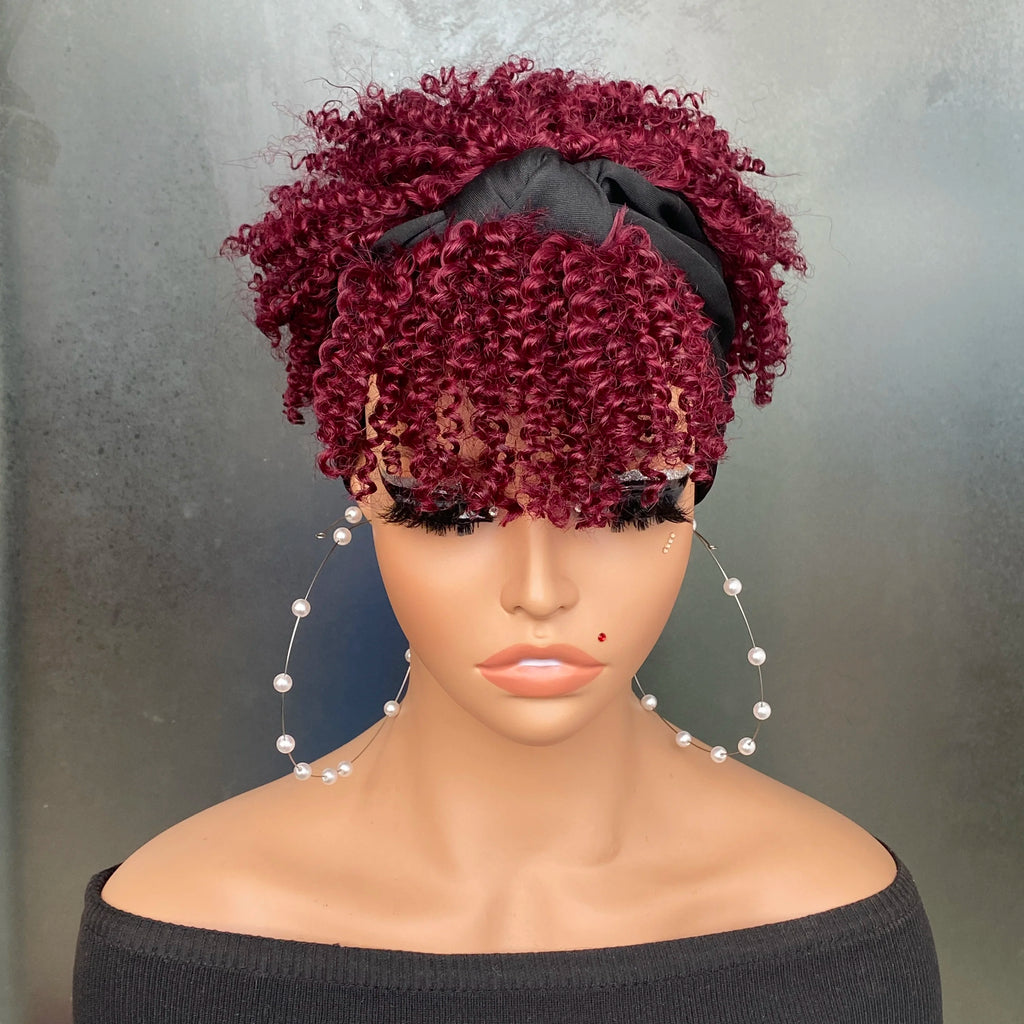 Remy Human Hair Machine Made Headband Wig with Short Black Hair Afro Curly Wigs for Black Women